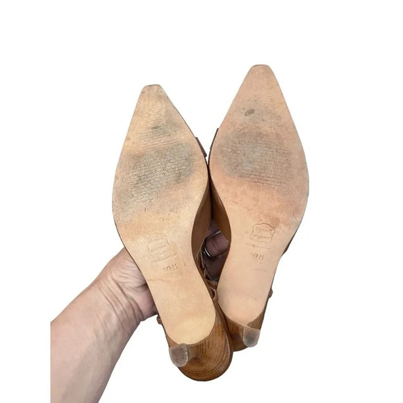 Talbots Women's Brown Leather Pointed Toe Heel Sandal Size 10M - Picture 8 of 8